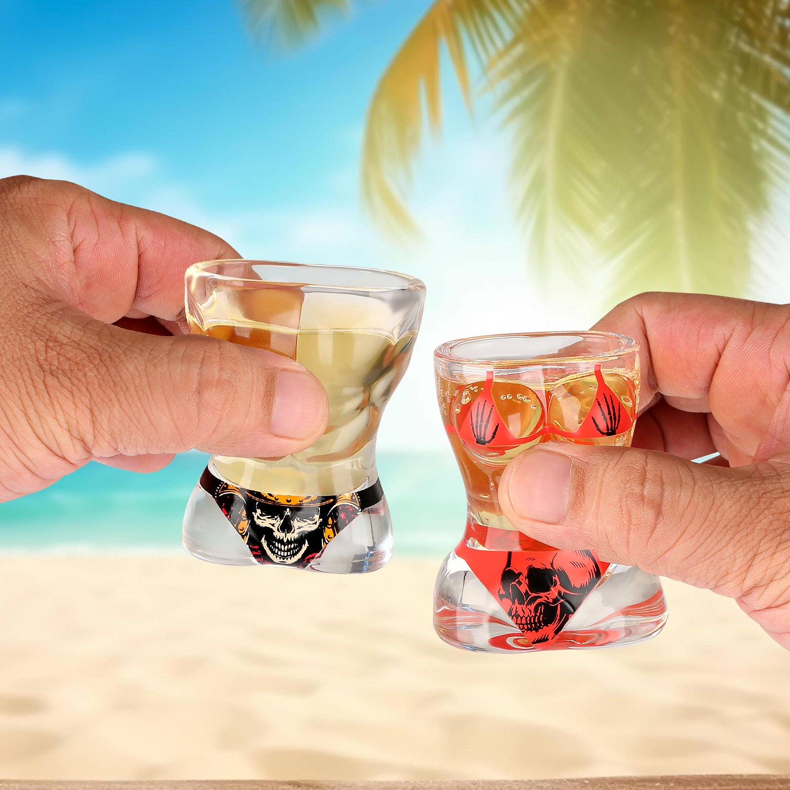 2 Pieces, Black Muscle Men's And Red Bikini Skull Style Glass Small Wine Glasses Bar Tools Christmas Gift, Halloween Gift, Birthday Gift, Company Party Gift, Universal Gift - Image 9