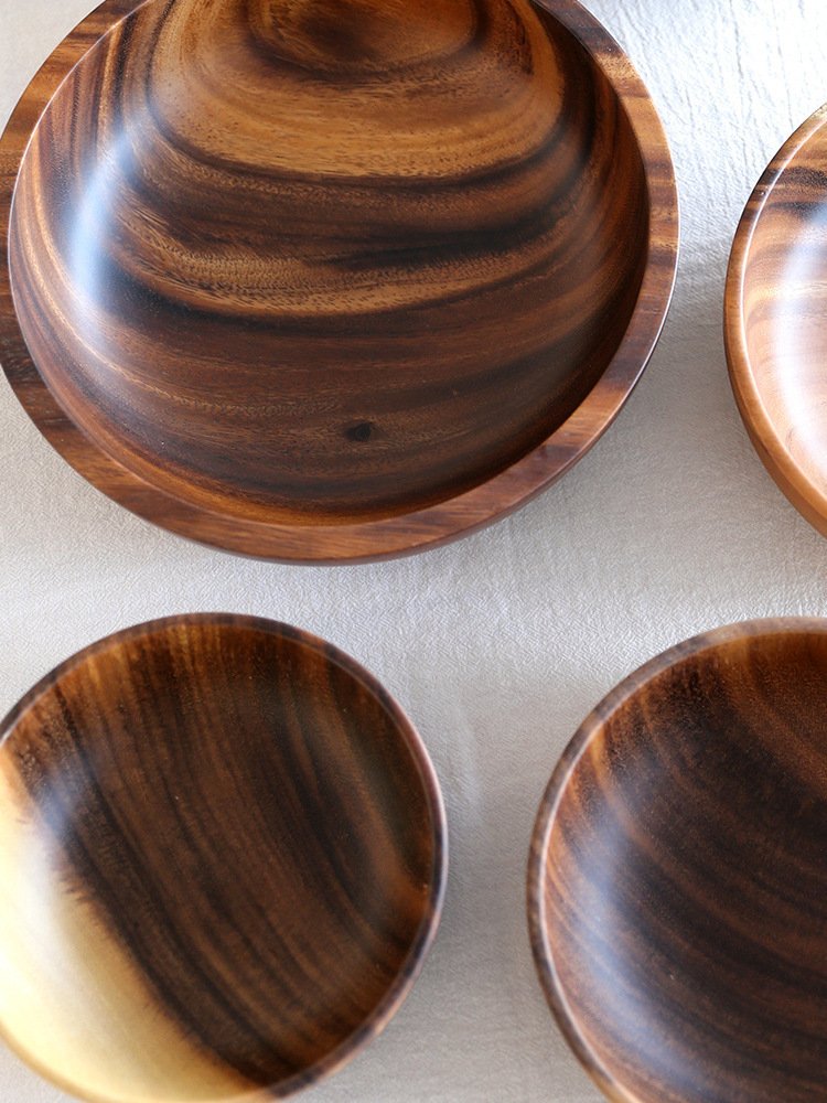 Kitchen Natural Wooden Bowl Household Fruit Bowl Salad Bowl For Home Restaurant Food Container Wooden Utensils Note The Size Hot - Image 9