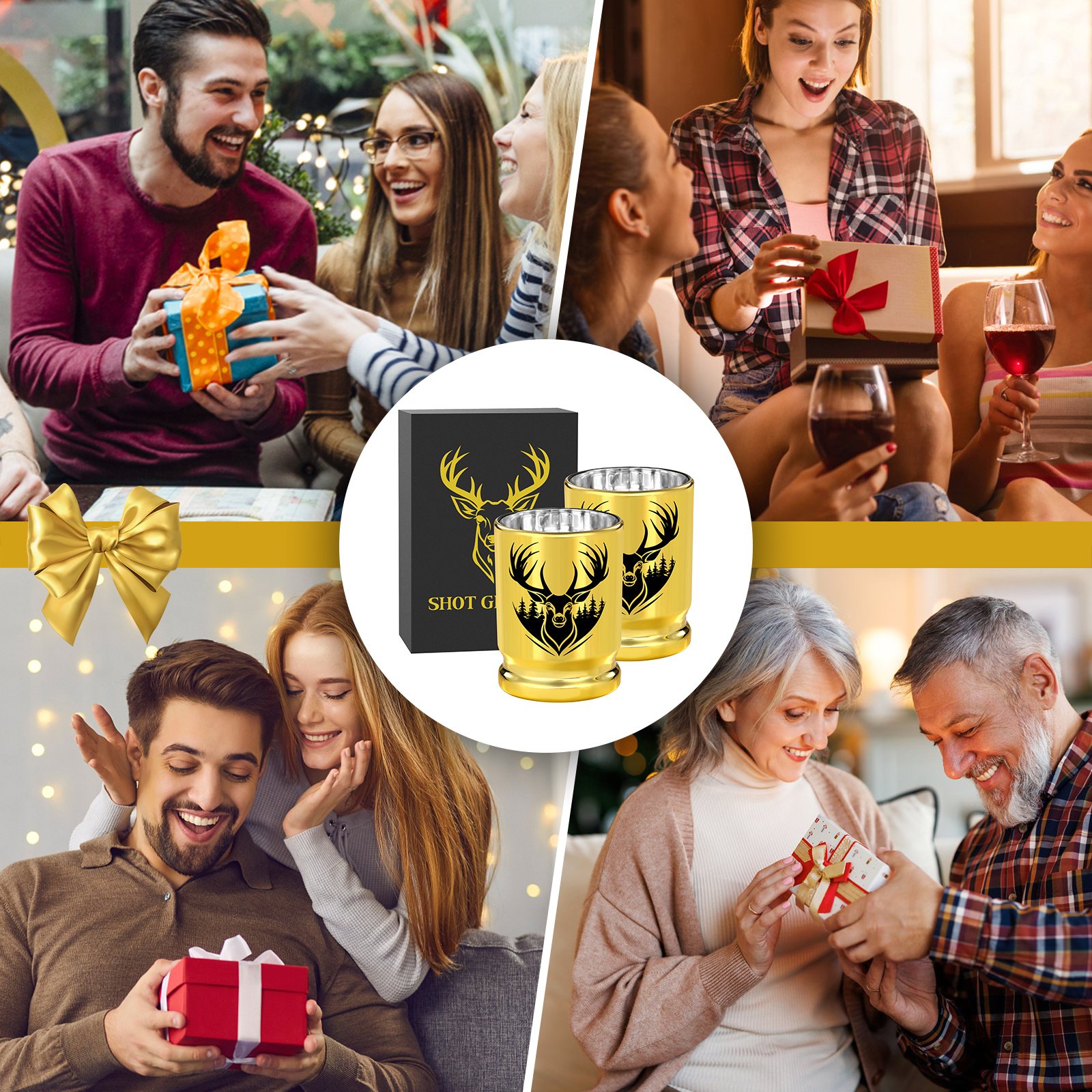 2pcs 50 Caliber Deer Head Golden Plastic Wine Glasses With Gift Box - Leak Proof, Reusable - Stylish Animal Print Design, Suitable For Whiskey, Tequila, Etc - Image 6