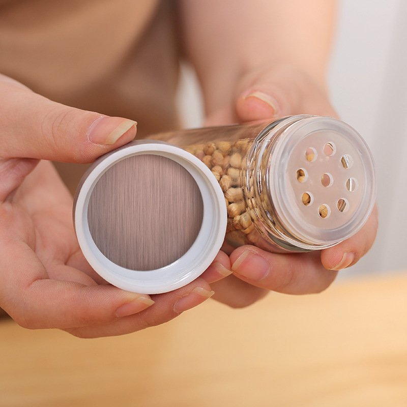 New Kitchen Supplies 430 Stainless Steel Glass Rotary Seasoning Can Set Seasoning Can - Image 9