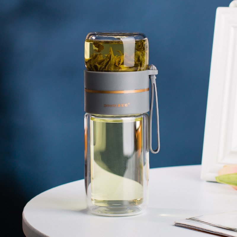 Glass Water Bottle With Tea Infuser Filter Tea Separation Double Wall Glass Bottle Leakproof Water Bottle - Image 6