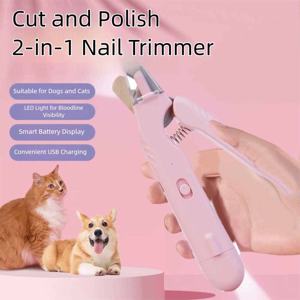 2 In 1 Pet Nail Clippers With Led Light Dog Cat Special Blood Line Scissors Multifunction Animals Paw Nail Trimmer Pet Supplies