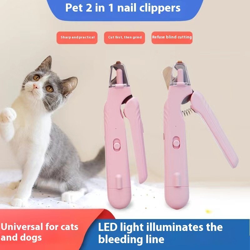 2 In 1 Pet Nail Clippers With Led Light Dog Cat Special Blood Line Scissors Multifunction Animals Paw Nail Trimmer Pet Supplies - Image 6