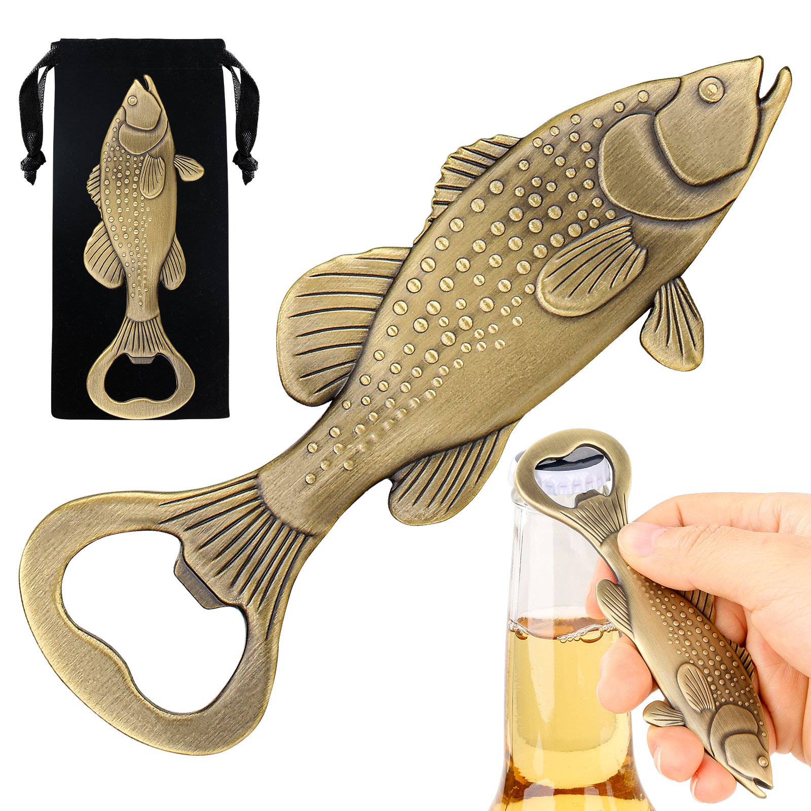 Creative Sea Bass Bottle Opener With Velvet Bag , Exclusive Gift For Fishing Enthusiasts, Bar Tool For Beer Enthusiasts, Ideal For Home And Bar Use, Novel Bar Accessories For Opening Beer - Image 4
