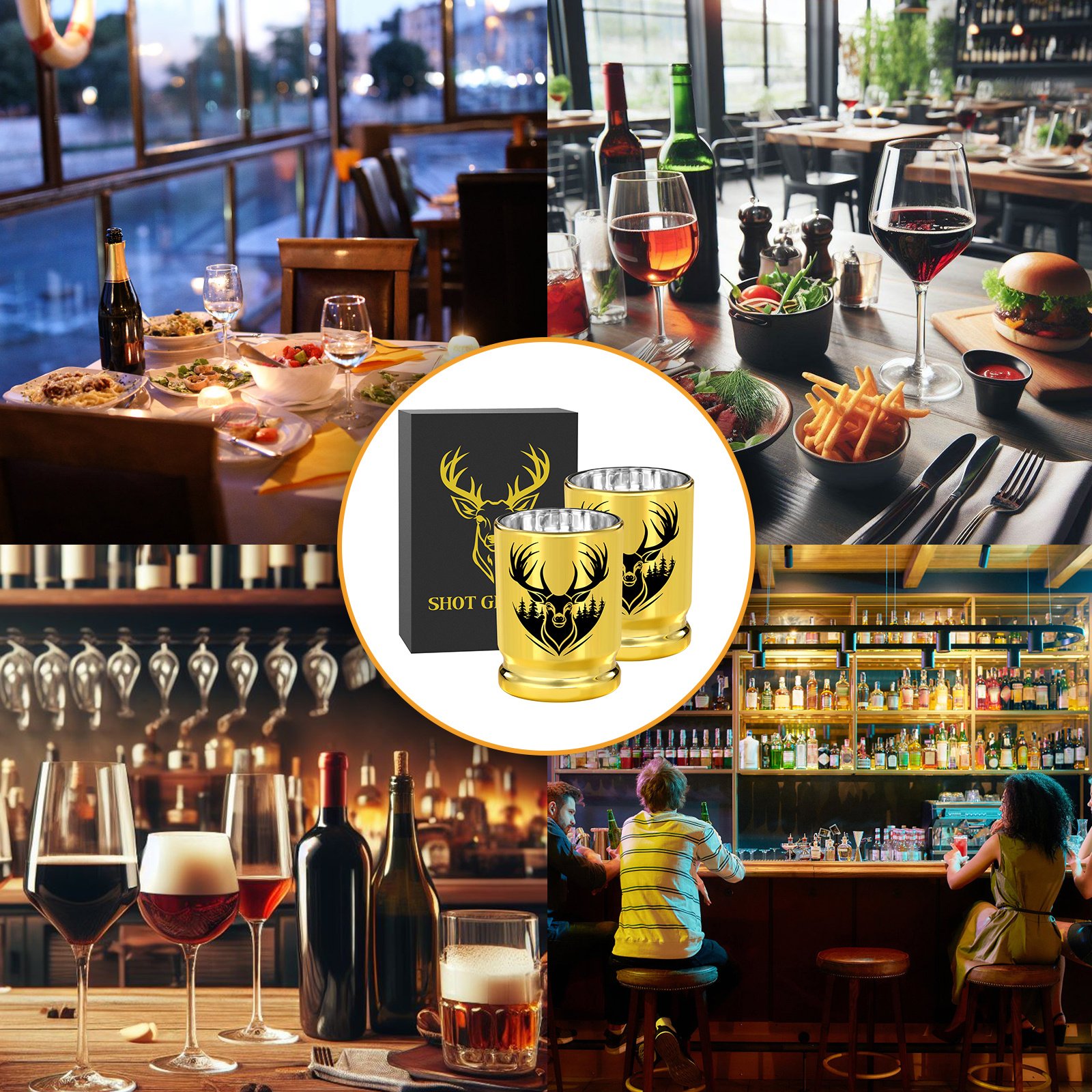 2pcs 50 Caliber Deer Head Golden Plastic Wine Glasses With Gift Box - Leak Proof, Reusable - Stylish Animal Print Design, Suitable For Whiskey, Tequila, Etc - Image 4