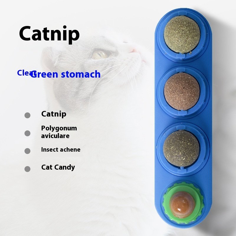 4 In 1 Rotating Catnip Silver Vine Ball Teeth Cleaning Acne Prevention Digestive Health Wall Stick On Toy Edible Safe Material - Image 2