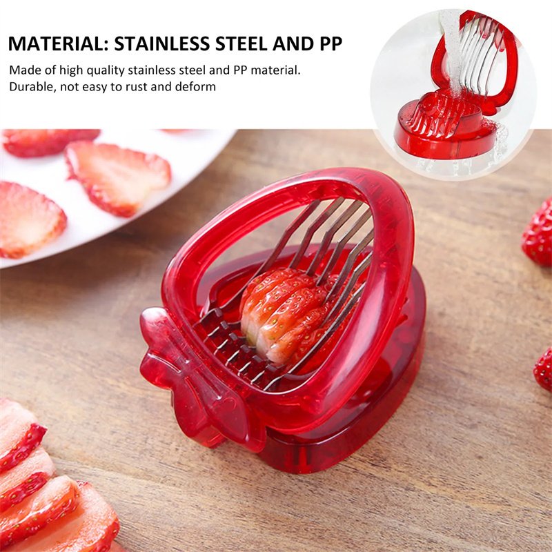Red Strawberry Slicer Plastic Fruit Carving Tools Salad Cutter Berry Strawberry Cake Decoration Cutter Kitchen Gadgets - Image 4