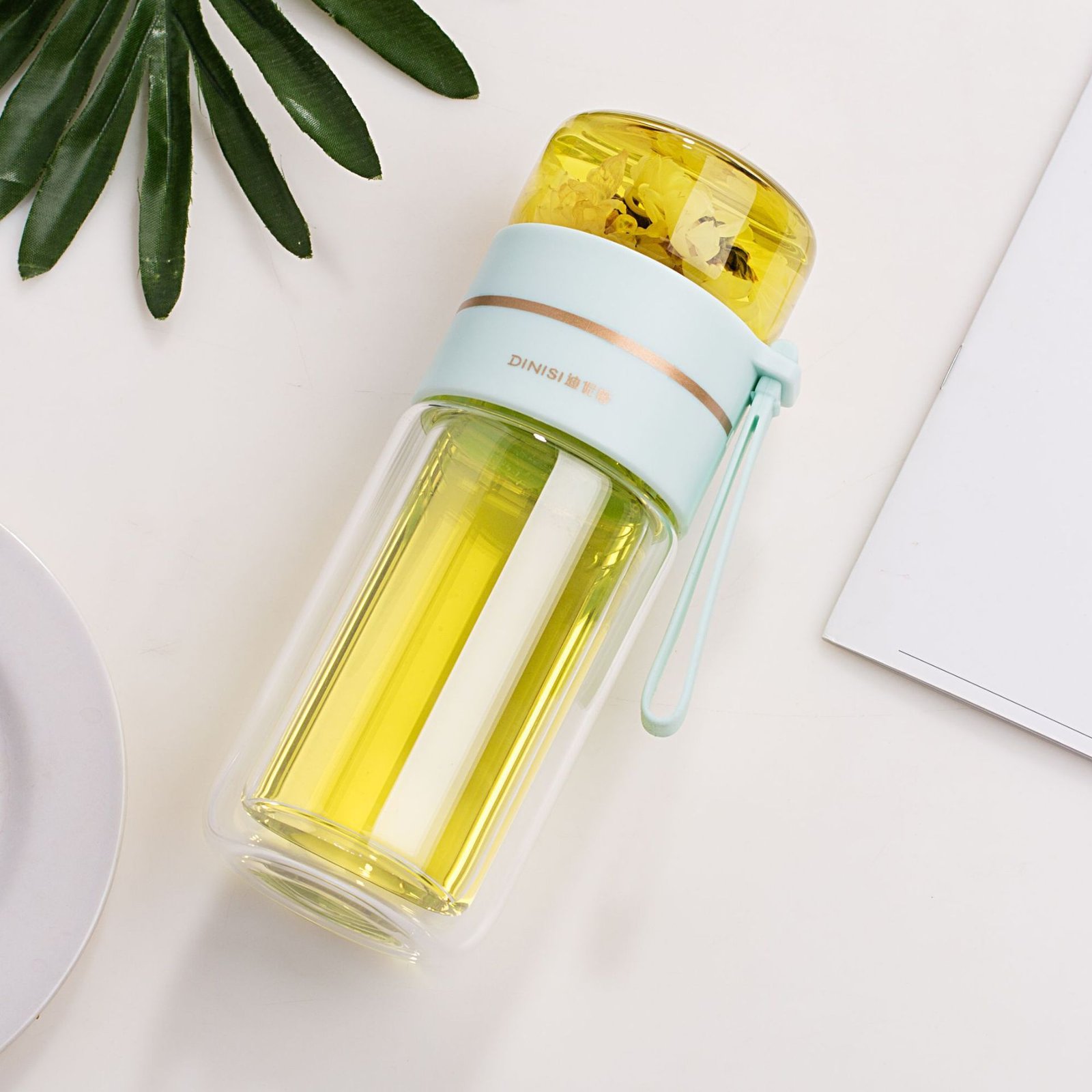 Glass Water Bottle With Tea Infuser Filter Tea Separation Double Wall Glass Bottle Leakproof Water Bottle - Image 9