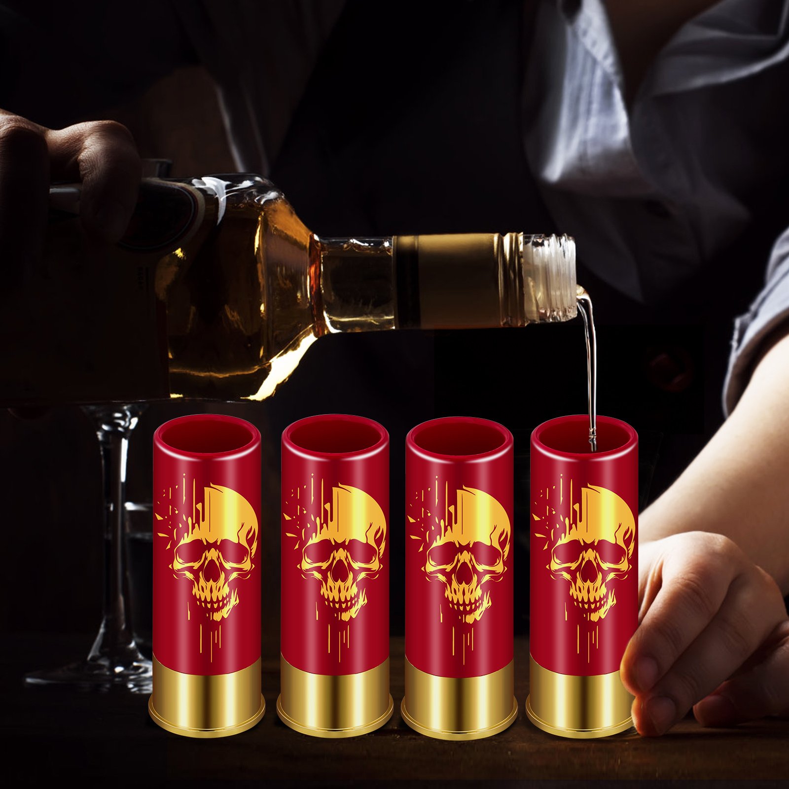 4pcs Skull Shot Glasses, 1.5oz - Reusable, High-Quality Plastic Bullet Cups For Whiskey, Cocktails & Wine, Perfect For Bars, Parties & Gifts - Image 3