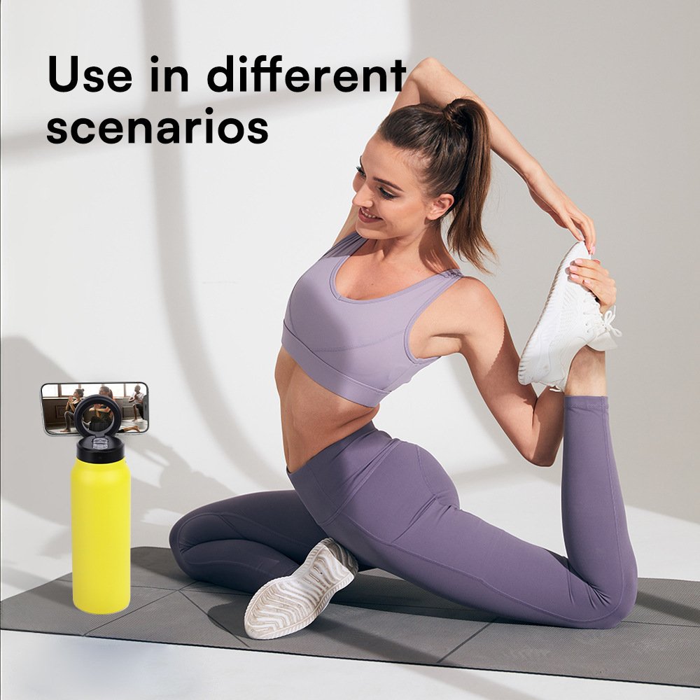 304 Stainless Steel Vacuum Cup Creative Magnetic Water Cup Insulated Sports Water Bottle With Straw Outdoor Insulated Water Mug With Magnetic Phone Holder - Image 4