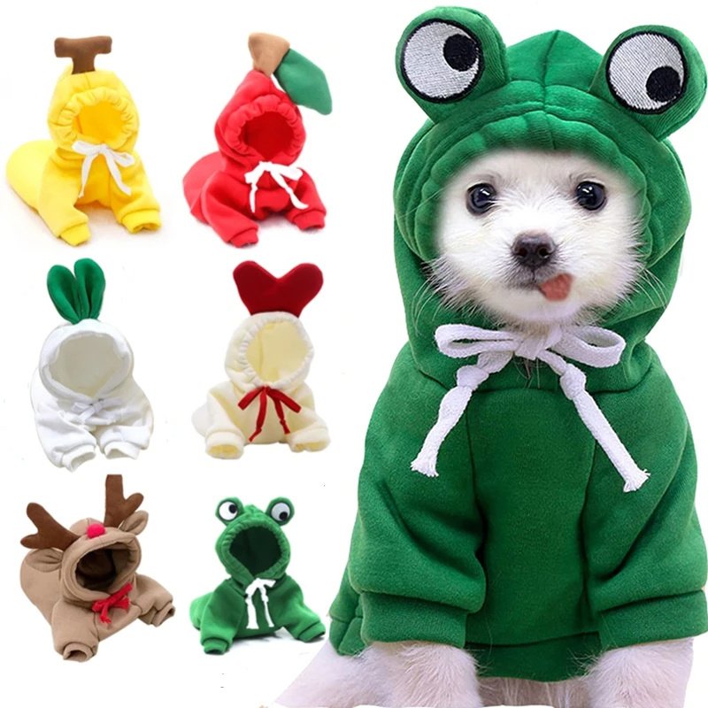Cute Fruit Dog Clothes For Small Dogs Hoodies Winter Warm Fleece Pet Clothing Puppy Cat Costume Coat For French Chihuahua Outfit - Image 4