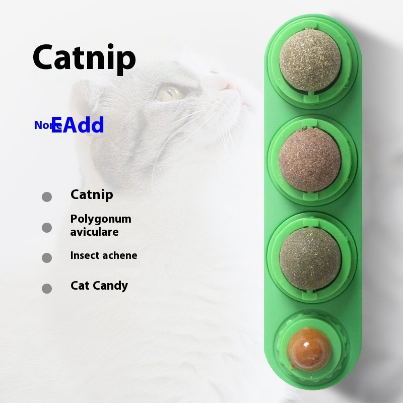 4 In 1 Rotating Catnip Silver Vine Ball Teeth Cleaning Acne Prevention Digestive Health Wall Stick On Toy Edible Safe Material - Image 5