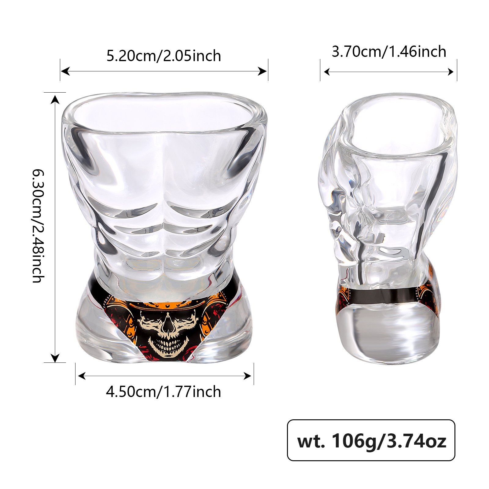 2 Pieces, Black Muscle Men's And Red Bikini Skull Style Glass Small Wine Glasses Bar Tools Christmas Gift, Halloween Gift, Birthday Gift, Company Party Gift, Universal Gift - Image 6