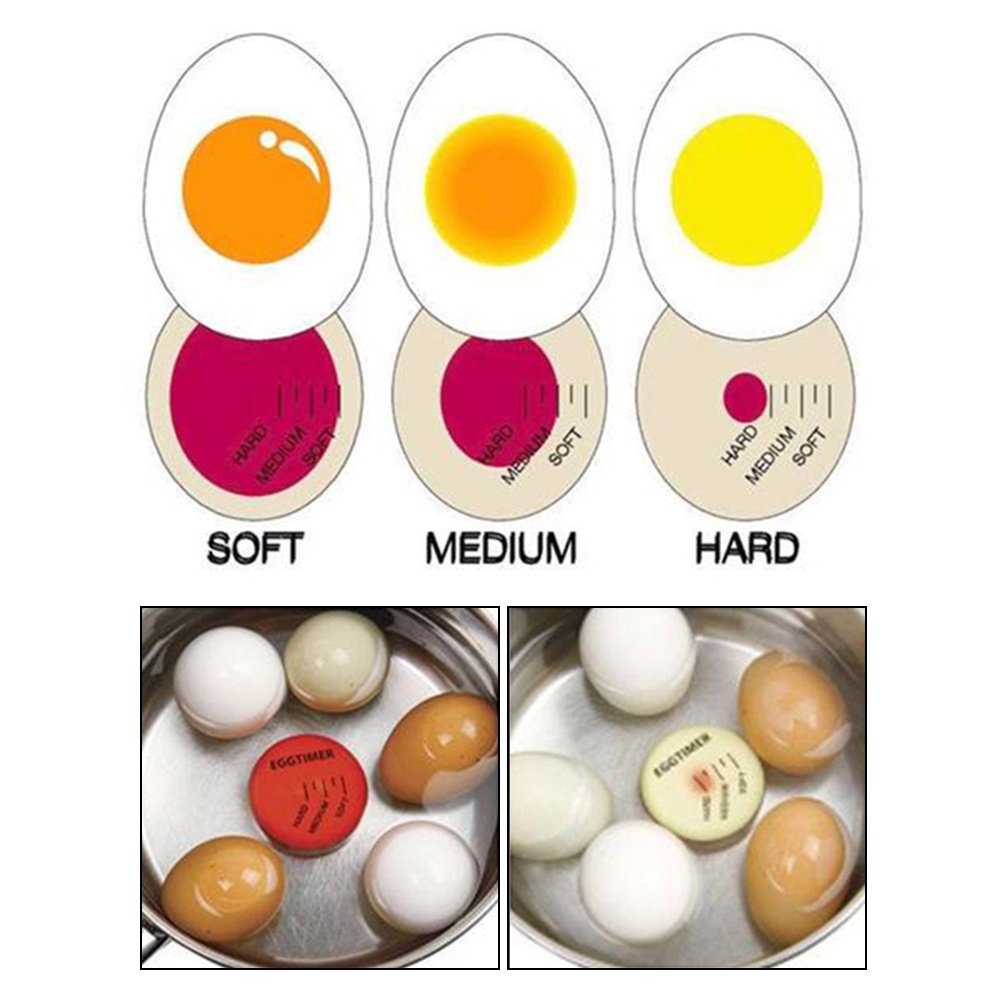 Egg Timer Perfect Color Changing Timer Yummy Soft Hard Boiled Eggs Cooking Kitchen Eco-Friendly Resin Egg Red Timer Tools - Image 2