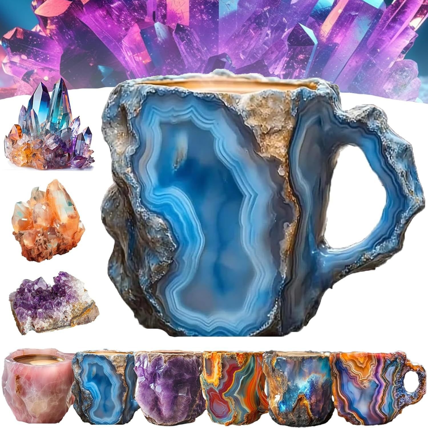 400ml Resin Mineral Crystal Coffee Mugs With Handles Elegant Fake Mineral Crystal Cup For Workplace Home Decor Christmas Gift Kitchen Gadgets - Image 6