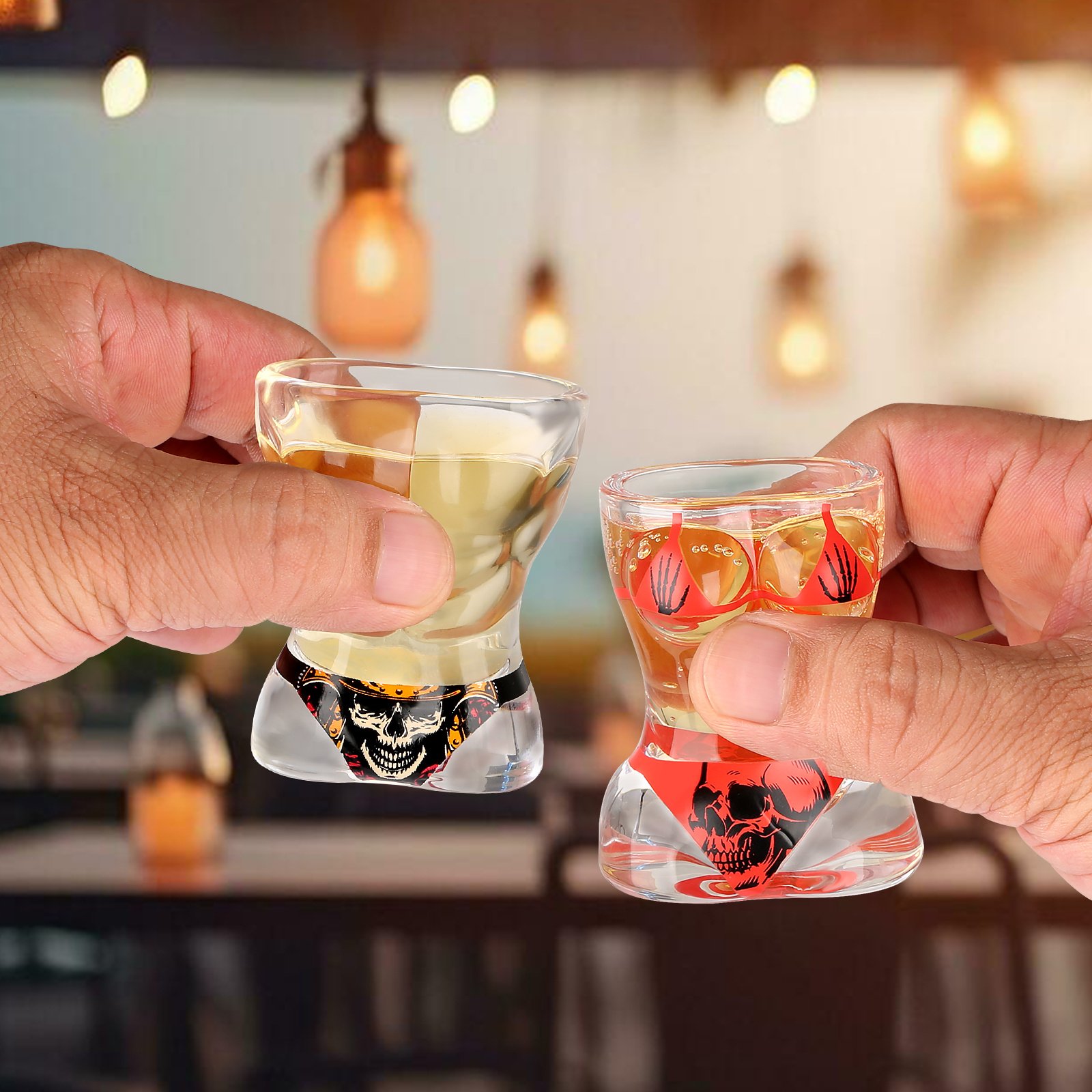2 Pieces, Black Muscle Men's And Red Bikini Skull Style Glass Small Wine Glasses Bar Tools Christmas Gift, Halloween Gift, Birthday Gift, Company Party Gift, Universal Gift - Image 5