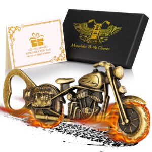 Old Style Motorcycle Beer Bottle Opener Black Gift Box With Greeting Card, Exclusive Gift For Motorcycle Enthusiasts, Bar Tool For Beer Enthusiasts, Ideal Choice For Home And Bar Use